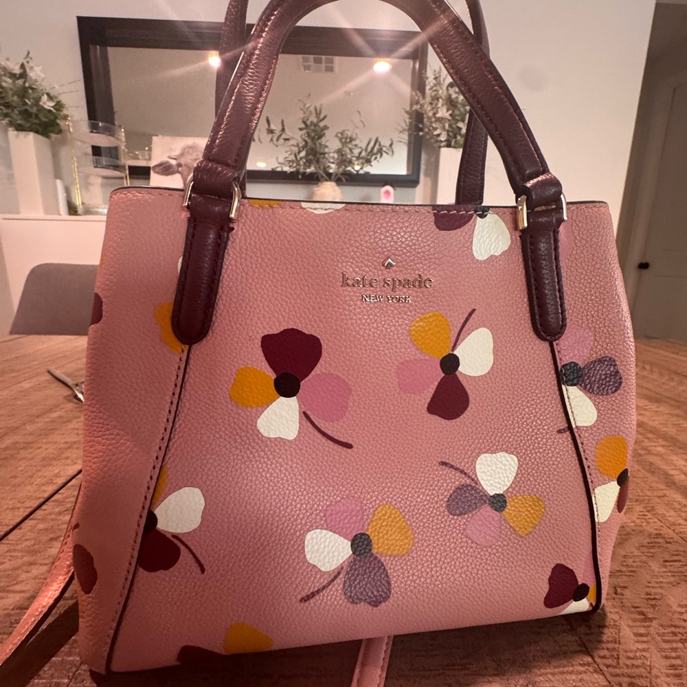 Kate Spade Pink and Burgundy Floral Satchel